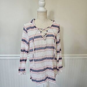 3/$15 Miken Red White & Blue Striped Hooded Swim Coverup Dress Size Medium